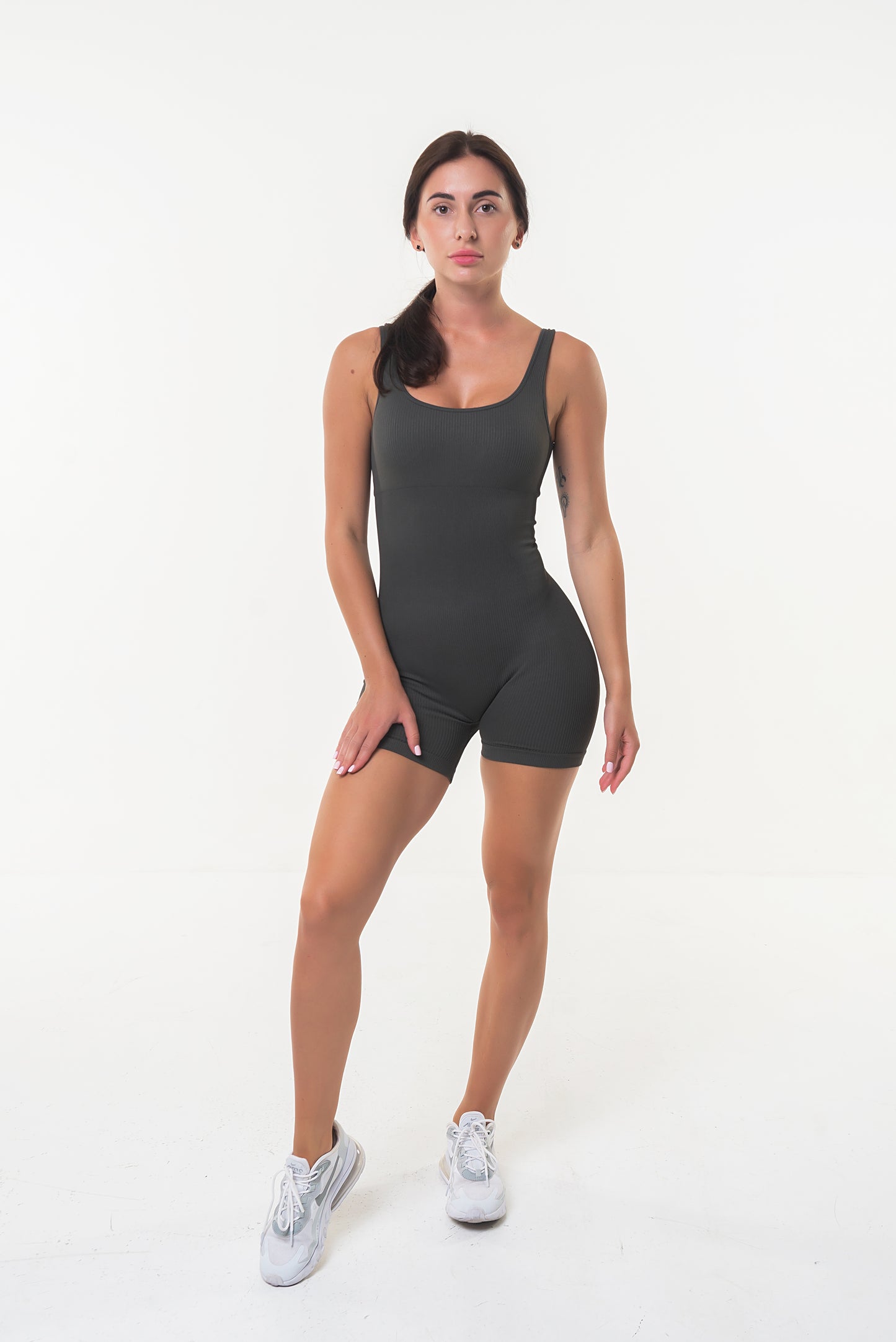 YOGAHUB One Piece Workout Jumpsuits for Women, Tummy Control Sleeveless, Yoga Romper, Ribbed Square Neck